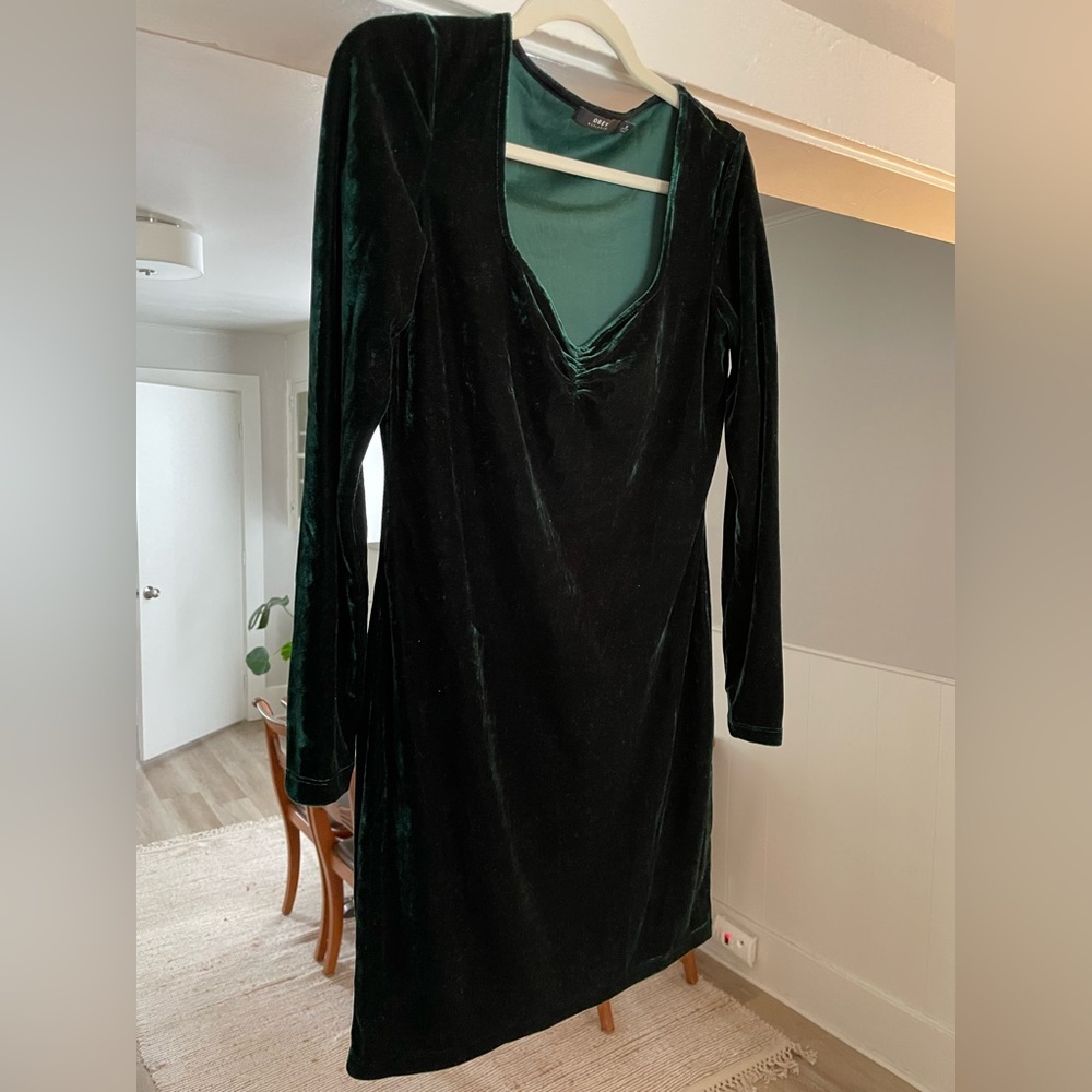 Obey Velvet Green Bodycon Dress